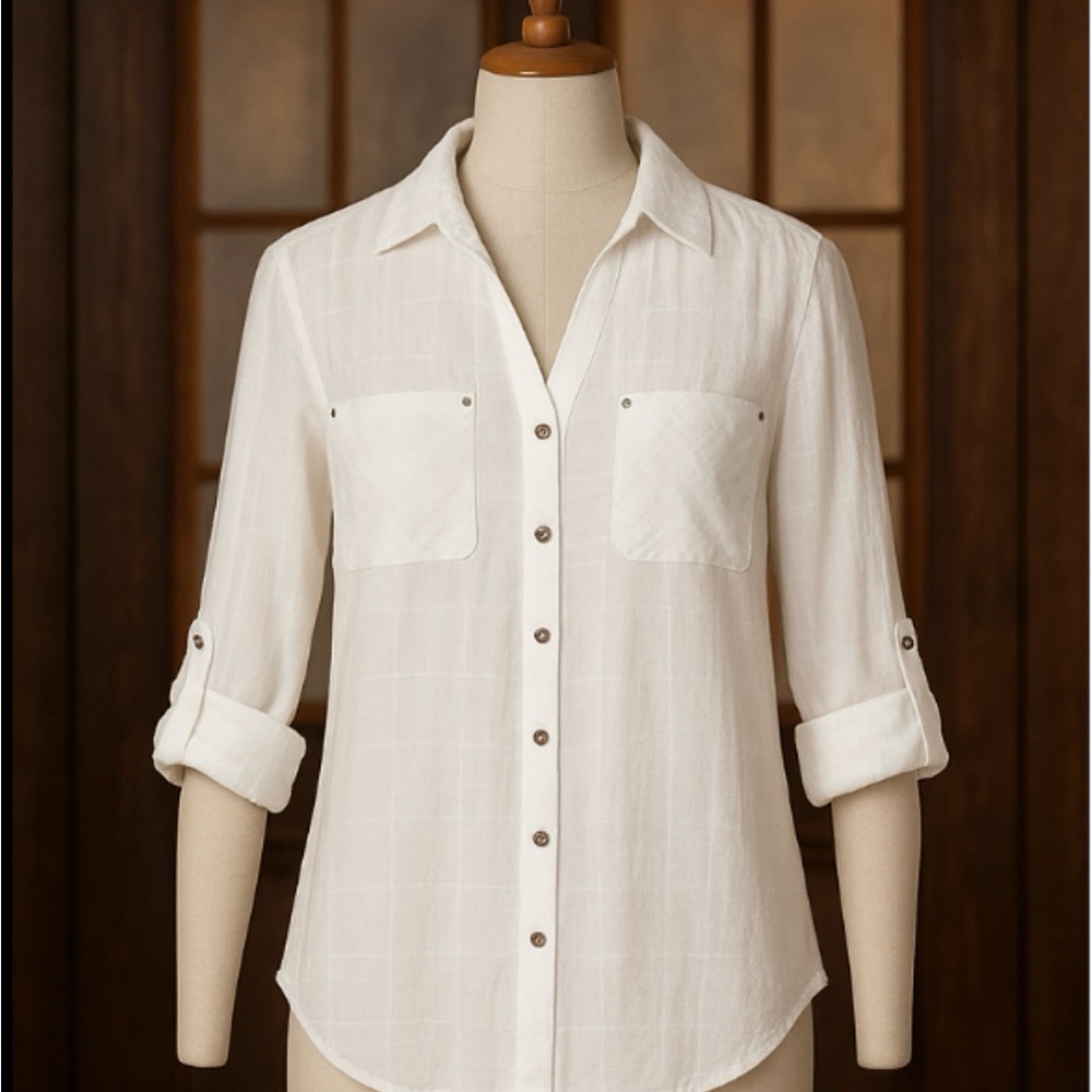 Chic White Button-Down Women's Shirt